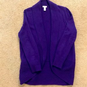 Shawl collar. Chico’s, size 2, purple sweater